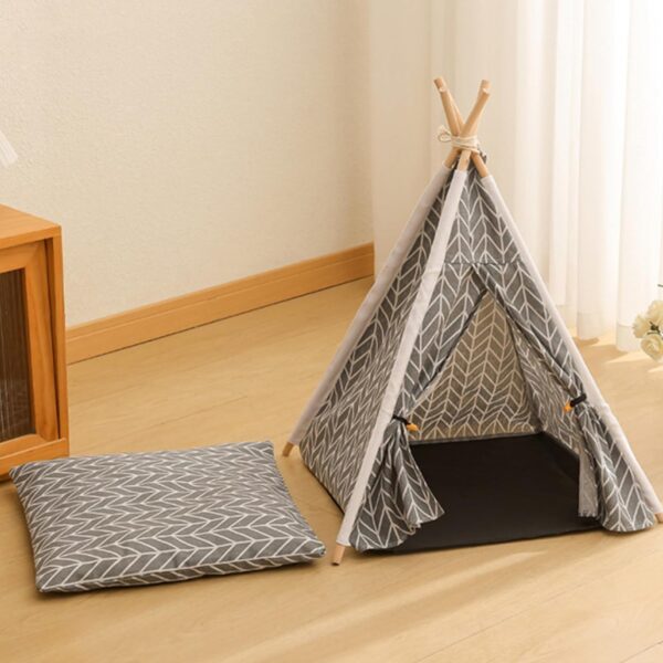 GeerDuo Pet Teepee Dog(Puppy) & Cat Bed - Portable Pet Tents & Houses for Dog(Puppy) & Cat (Grey) - Image 5