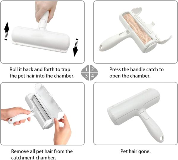 Joi World Pet Hair Remover Roller Upgraded Handle Reusable Portable Dog Cat Hair Remover Scraper Carpet Brush Hair Removal Tool Animal Fur Lint Remover for Carpet Furniture Bedding Car and Clothes - Image 5