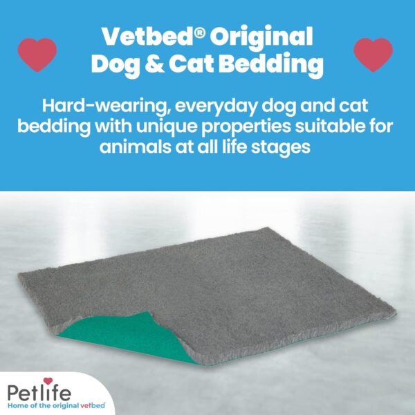 Vetbed Original Medium Dog Bed – Grey, 100cm x 50cm – Machine Washable, Warm Dog and Puppy Vet Bed – Crate Mat Ideal for Whelping – Durable, Non-Allergenic, Non-Toxic Cat and Dog Bedding by Petlife - Image 2