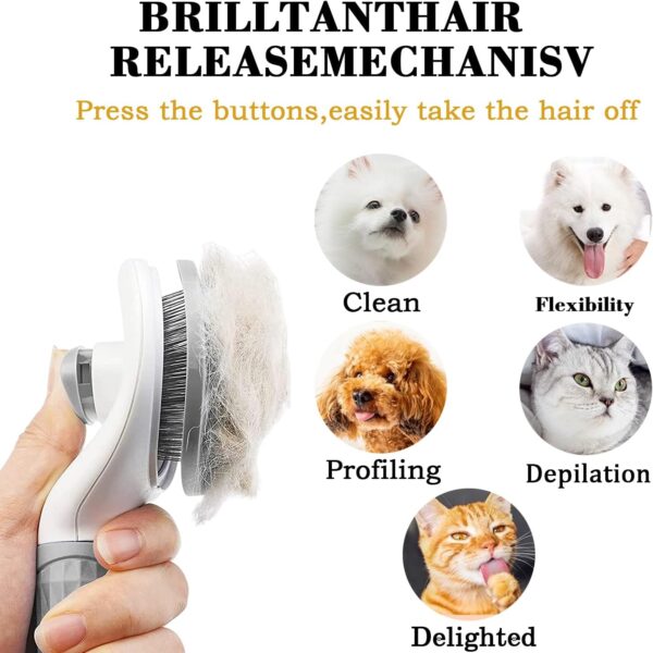 Yunshengmy Dog Brush Cat Brush Grooming Comb - Self-Cleaning Slicker Brush with Smooth Handle for Pet Grooming, Shedding Tools, and Massage(grey) - Image 3