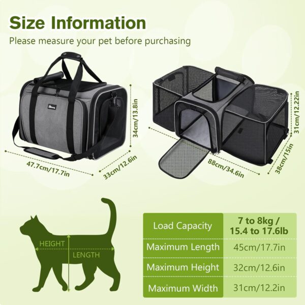 Pecute Cat Carrier Expandable, Extra Large Pet Carrier Bag, Foldable Cat Carrier bag with Breathable Mesh, Pet Carrier Transport Bag for Dogs and Cats, with Shoulder Strap and Pet Bowl - Image 9