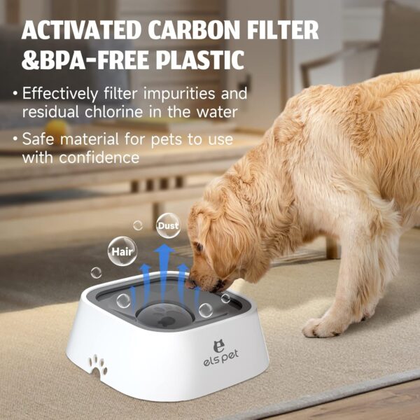 ELS PET Dog Water Bowl, Non Spill Slow Drink Non Slip Vehicle Carried Pet Water Bowl for Dog Cat Puppy - Image 3