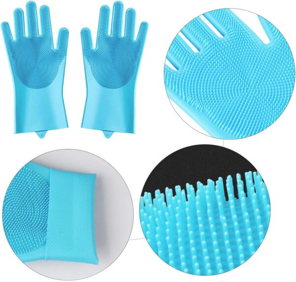 TYGFRT 1 Pair of Dog Bath Gloves, Dog Cleaning Equipment, Grooming Gloves, Portable Dog Washer, Dog Paw Cleaner, Pet Bath, Pet Gripper Gloves (Blue) - Image 3