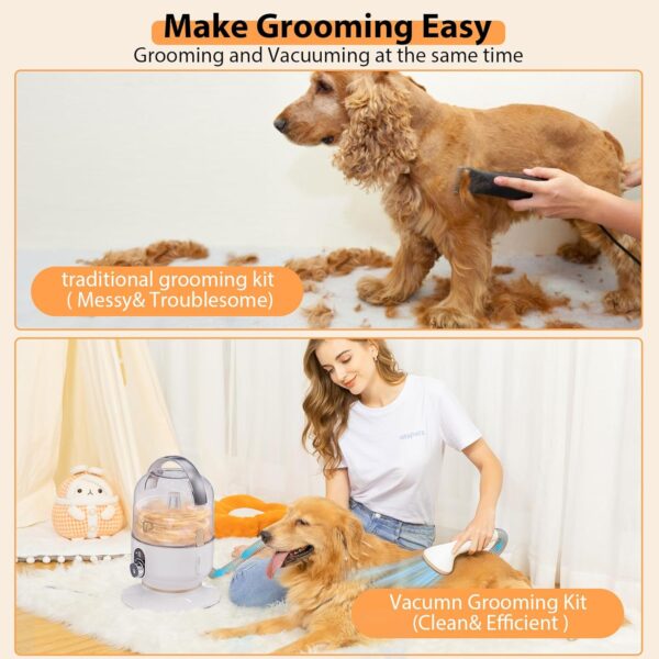 KIMORE Pet Grooming Kit & Vacuum Suction 99% Pet Hair, 5 In-1 Pet Grooming Kit With 2L Large Capacity Dust Cup, Low Noise Dog Hair Remover for Shedding Grooming Dogs Cats and Other Animals, - Image 4