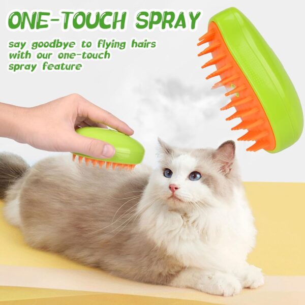 Steamy Cat Brush, 3 in1 Cat Steam Brush, Cat Grooming Brush, Self Cleaning Steam Cat Brush for Massage, Steam Pet Brush for Removing Tangled and Loosse Hair - Image 2