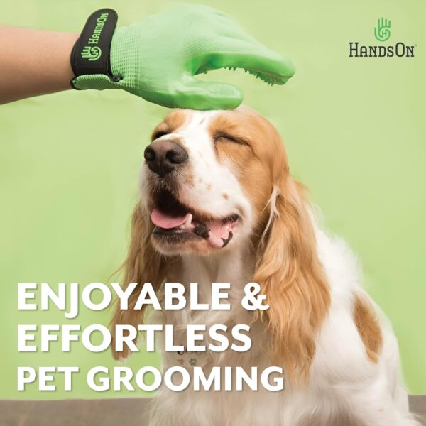 H HANDSON Pet Grooming Gloves - Patented #1 Ranked, Award Winning Shedding, Bathing, & Hair Remover Gloves - Gentle Brush for Cats, Dogs, and Horses - Image 2