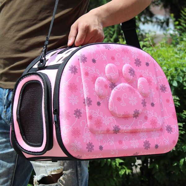 Breathable Folding Outdoor Pet bag for Dog Cat Comfort Travel Medium Size Pet Carrier (Pink) - Image 4