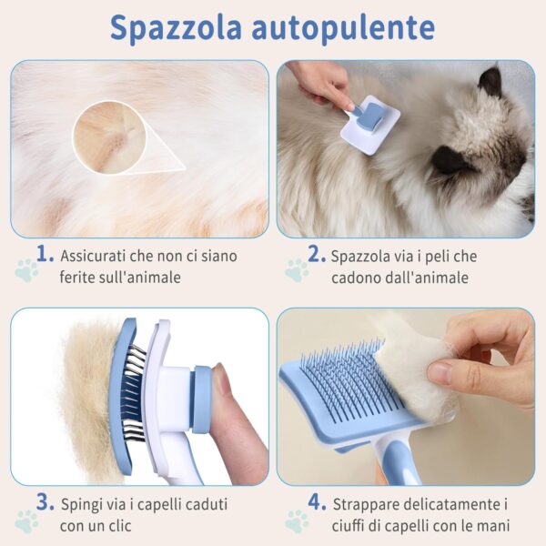 Vinabo Brush for Dogs and Cats, Self-Cleaning for Small Dogs, Cat Brush, Pet Brush, for Dogs and Cats, Eliminate Tomentose Undercoat Tangles-Blue - Image 3