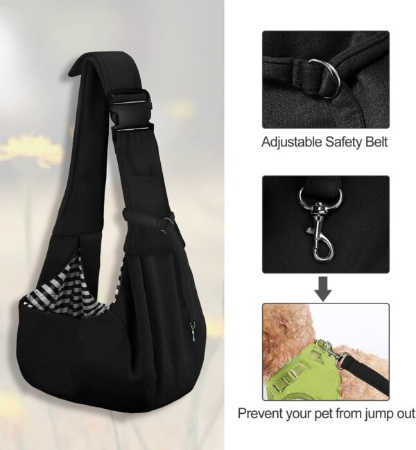 PETLOFT Reversible Dog Cat Sling Carrier, Small Dog Carrier, Adjustable Dog Sling, Hands Free Cross Body Carrier with Collar Hook for Dog/Cat/Bunny up to 4.99 KG - Image 4