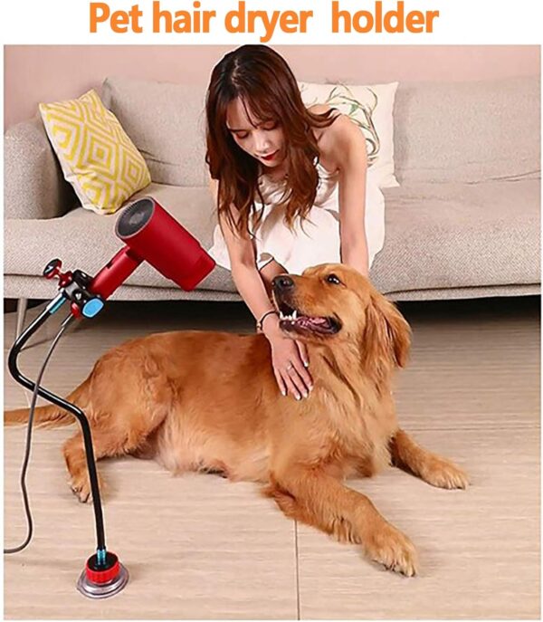 Pet Hair Dryer Holder with Suction Cup Magnetic 360 Degrees Rotatable Hands-Free Pet Hair Dryer Stand for Dog Cat Grooming Table - Image 7