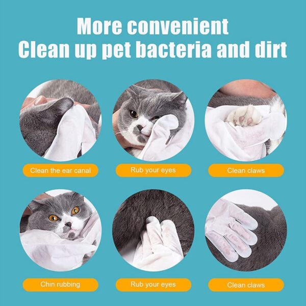 16pcs Pet No Rinse Cleaning Glove For Cats And Dogs Bathing Grooming Easy To Use Just Lather-Wipe Dry For Ideal Pets Wip No Rinse Pet - Image 5