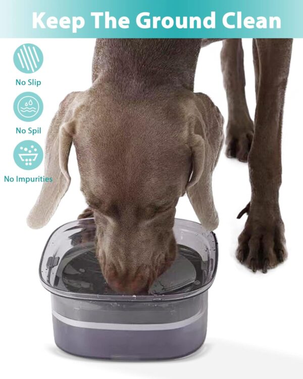 PETTOM Dog Water Bowl No Spill Splash Free Pet Floating Water Bowl, No Mess Dog Water Bowl Slow Drink for Dogs Cats Pets, 2L Large Capacity (Grey) - Image 5