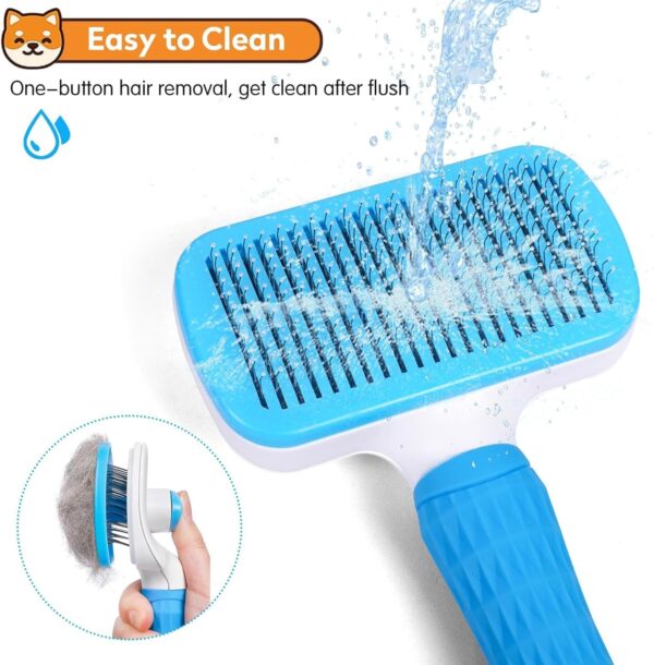 Dog Brush-Dog Brush Cat Brush Grooming Comb,Pet Grooming Tool with Cleaning,Easy to Remove Loose Undercoat, Pet Massaging Tool Suitable for Pets with Long or Short Hair (Blue) - Image 6