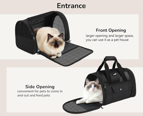 Pecute Cat Carrier, Small Dog Handbag Cariers Puppy Carrier Cat Travel Bag, Small Cat Carrier Travel Puppy Carrier (Black) - Image 2