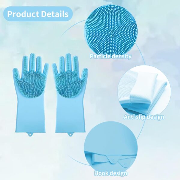 Pet Grooming Glove 2 Pack, Dog Cat Hair Remover Mitt for Bathing & Massage, Deshedding Glove Brush for Long & Short Fur, Ideal for Dogs, Cats, Rabbits, Horses (Left & Right) - Image 3