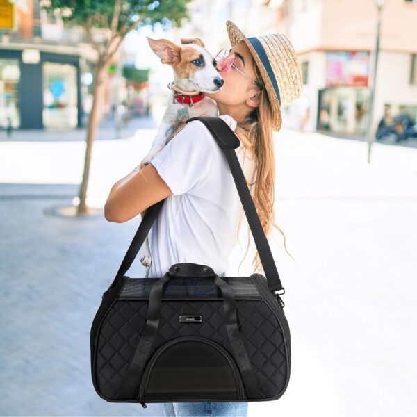 Pecute Cat Carrier, Elegant Down-Cloth Pet Carrier, Collapsible Airport Approved Cat Carrier Bag, Cat Handbag Suitable for Both Long and Short Trips, Under 4.5kg/10 lbs, Black - Image 8