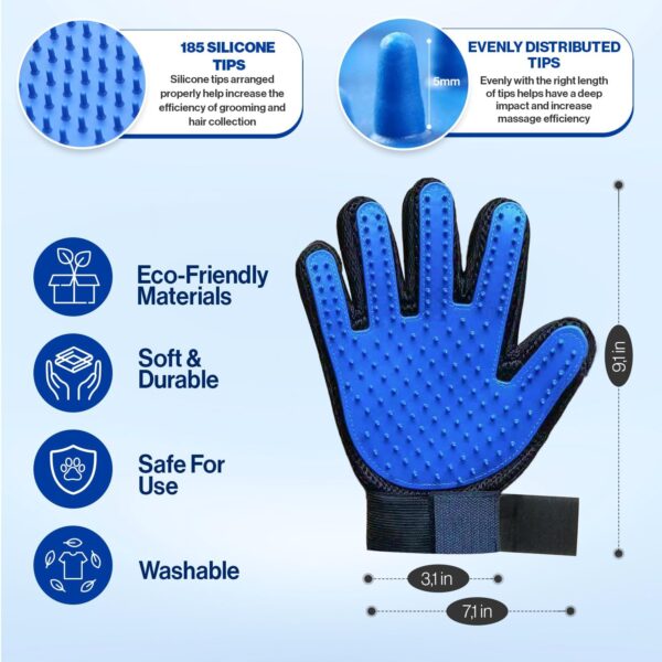 1TO3GO Pet 180 Silicon Tips Grooming Gloves, Dog Bathing Glove (1 Pair - Blue) - Image 2