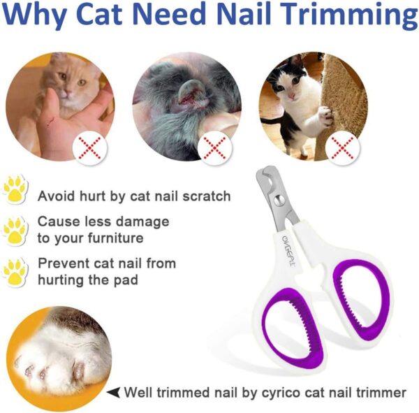 OneCut Pet Nail Clippers, Update Version Cat & Kitten Claw Nail Clippers for Trimming, Professional Pet Nail Clippers Best for a Cat, Puppy, Kitten & Small Dog (Purple) - Image 4