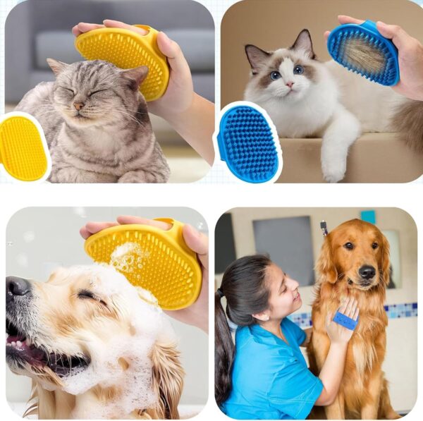 Dog Grooming Brush 4-in-1 Rubber Pet Groom Mitt Hair Fur Groom Massage Comb Bath Brush, Dog Shower Brush with Adjustable StrapGentle Grooming for Dogs & Cats with Long/Short/Curly Hair(3Pc) - Image 7