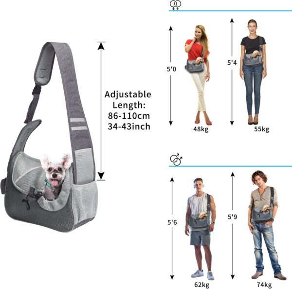 Dog Puppy Carrier Dog Sling Papoose Hand Free, Adjustable Puppy Front Slings with Interactive Soothe, Bottom Hard Support Soft Padded for Small Dogs 5-10lbs Shoulder Cat Sling Travel Bag Outdoor - Image 6