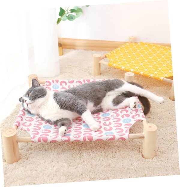 BELLIFFY 1pc Pet Camp Bed Puppy Hammock Cat Beds Hammock Indoor Outside Furniture Portable Crib Large Pet Bed Cat Bed Outdoor Elevated Dog Cot Cats Bed Wood Cat House Cotton Linen - Image 9