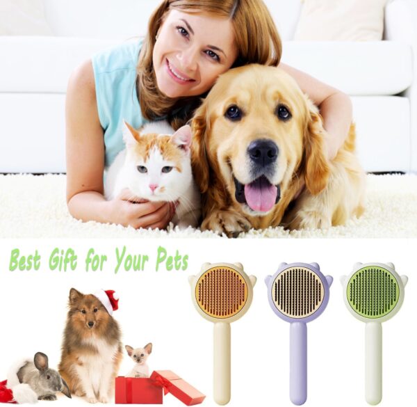 Dog Brush Cat Brush Grooming Comb, Self Cleaning Cat Dog Slicker Brushes, Dog Cat Pet Grooming Shedding Brush - Easy to Remove Loose Undercoat, Pet Grooming Tool for Pets with Long or Short Hair - Image 7