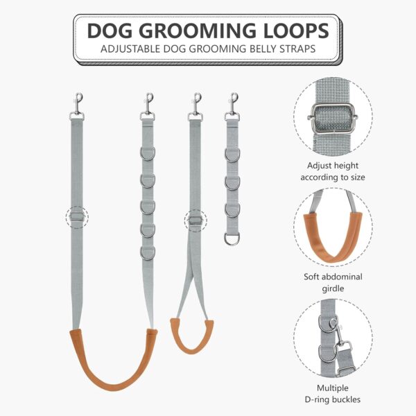 Dog Grooming Arm - 35" Dog Grooming Table Arm Foldable Dog Grooming Stand with Loop Noose and Grooming Tools Organizer for Small Medium Dogs, Grey - Image 4