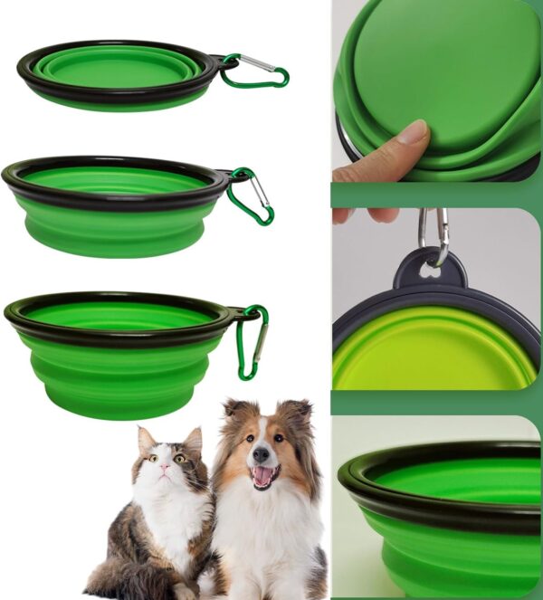 2Pcs Collapsible Dog Bowl Portable Dog Cat Water Bowl Travel Dog Bowl Portable Dog Bowl Collapsible Bowl Dog Travel Bowl Pet Feeding Bowl Foldable Dog Bowl Pet Travel Bowl with Carabiner - Image 6