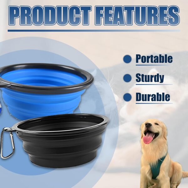 2pcs Collapsible Dog Bowl, Collapsible Bowl, Collapsible Dog Water Bowl, Dog Travel Water Bowl, Portable Foldable Expandable Travel Bowl, Food Water Feeding Cup Dish For Dogs Cats With 2 Carabiners ﻿ - Image 4