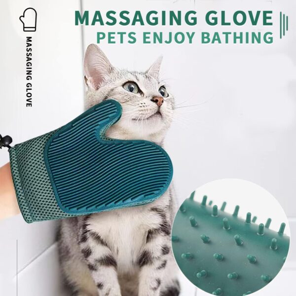 Mollypaws 2 in 1 Cat Hair Glove & Pet Fur Remover Glove, Dog Grooming Glove Brush for Shedding, Massage, Efficient Pet Hair Remover Mitt for Cleaner Couch, Carpet [Blue/Single] - Image 5