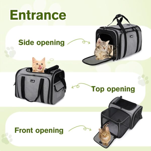 Pecute Cat Carrier Expandable, Extra Large Pet Carrier Bag, Foldable Cat Carrier bag with Breathable Mesh, Pet Carrier Transport Bag for Dogs and Cats, with Shoulder Strap and Pet Bowl - Image 7