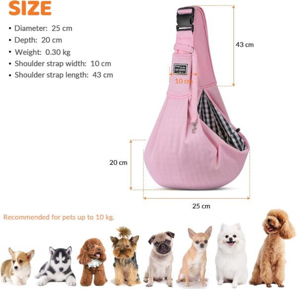 ALLSOPETS Pet Carrier Bag Dog Carrier Sling Reversible Puppy Carrier Purse with Storage Pocket Hand-Free Pet Sling Carrier for Carry Small Dogs Cats Suitable for Travel Outdoor (Pale Pink) - Image 6