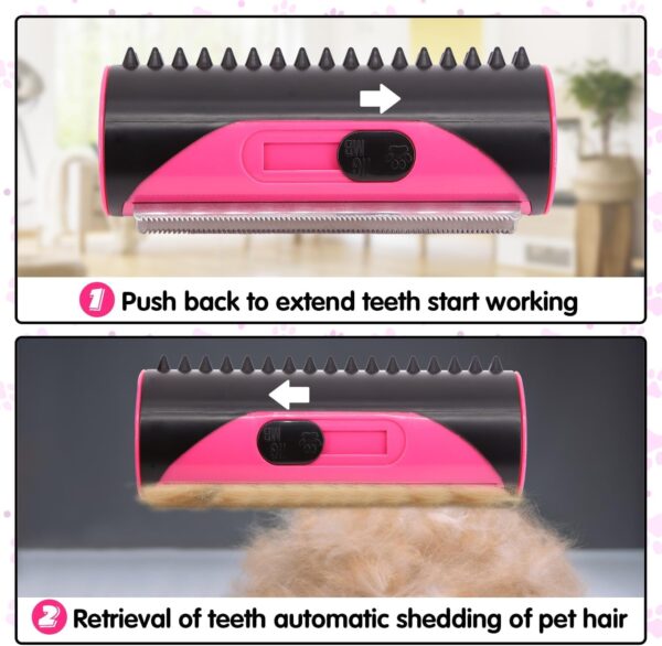 Dog Brushes for Shedding, 3-in-1 Cat Deshedding Brush, Portable Pet Shedding Brush, Groomify Shedding Tool with Cleaning Button for Dogs Cats and All Types Pet Hair (Pink) - Image 3