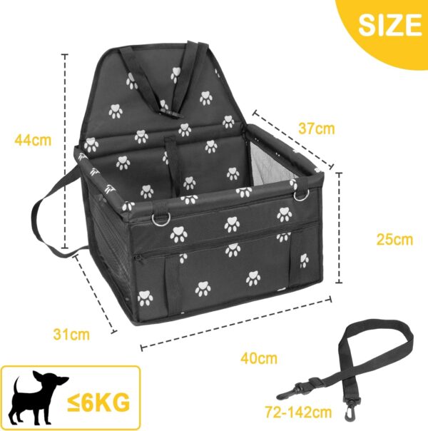 Pet Car Booster Seat Travel Carrier Cage, Oxford Breathable Folding Soft Washable Travel Bags with Fastening Strap for Puppy Cats or Other Small Pet - Image 3