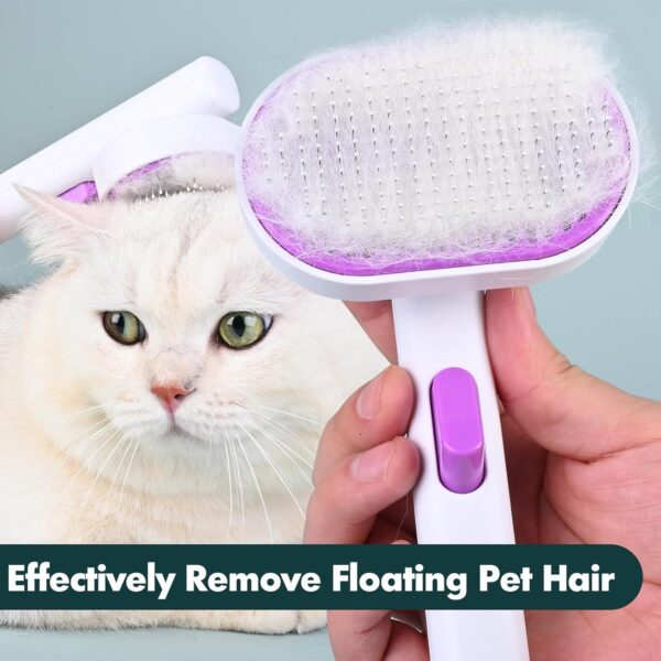 SweetNook Cat Brush, Cat Grooming Comb,Self Cleaning Cat Slicker Brushes for Shedding, One Click to Clean - Image 3