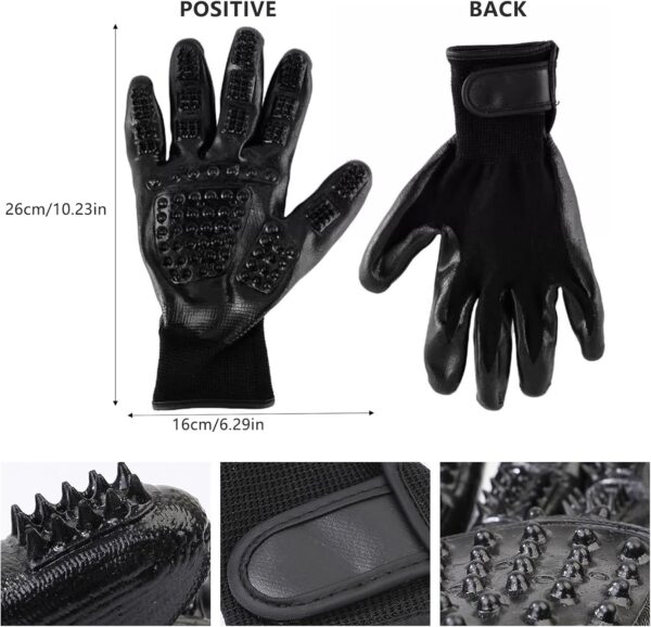 Pet Grooming Gloves for Cats and Dogs - Cat Brush Glove with Gentle Deshedding Rubber, Multi-Function Dog Grooming Glove, Massage and Comb for Cats and Dogs (Black) - Image 2