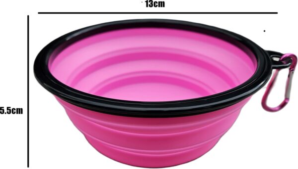 Collapsible Travel Dog Bowl Portable Large Or Small Pet Water and Food Feeding Bowl Outdoor Easy To Carry With Hook Blue or Pink (Pink Small) - Image 6