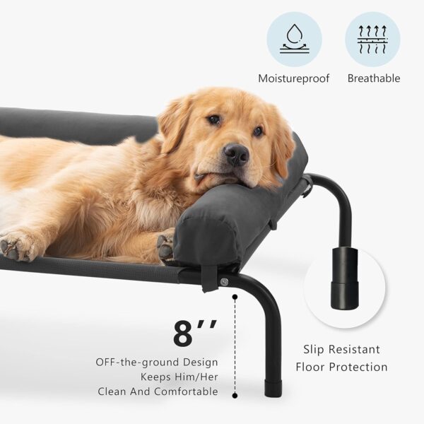 WESTERN HOME Elevated Dog Bed Cot, Chew Proof Raised Outdoor Dog Bed with Bolster for Extra Large Dogs, Portable Cooling Pet Cot with Breathable Mesh, Skid-Resistant Feet - Image 2