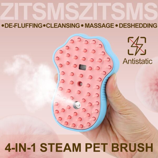 Cat Steam Brush, 3 in 1 Cat Steamy Brush, Silicone Massage Grooming Brush with Release Button, Pet Hair Cleaning Shedding Comb for Cats Dogs by ZITSMS(Blue Paw) - Image 4