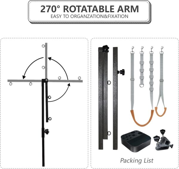 Dog Grooming Arm - 35" Dog Grooming Table Arm Foldable Dog Grooming Stand with Loop Noose and Grooming Tools Organizer for Small Medium Dogs, Grey - Image 6