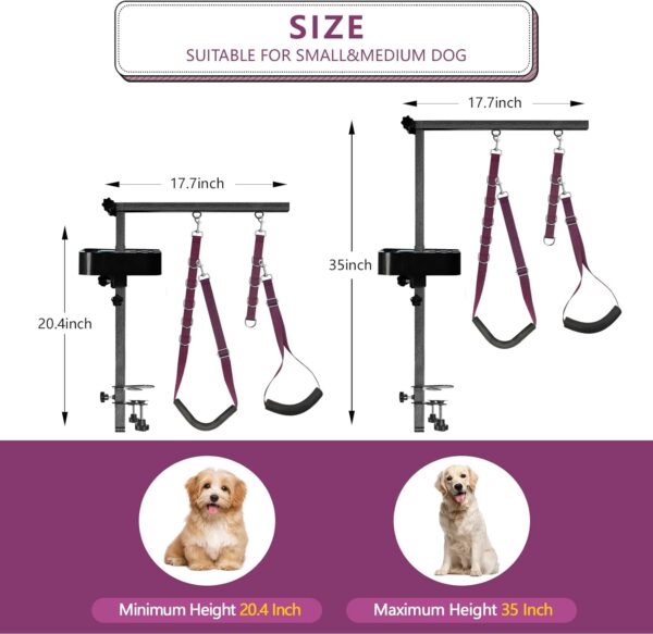 Dog Grooming Arm - 35" Dog Grooming Table Arm Foldable Dog Grooming Stand with Loop Noose and Grooming Tools Organizer for Small Medium Dogs - Image 2