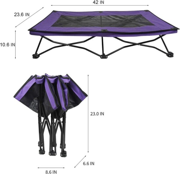 YEP HHO 47 Inches Long Elevated Folding Pet Bed Cot Travel Portable Breathable Cooling Textilene Mesh Sleeping Dog Bed (47 Inch (Pack of 1), Purple) - Image 2