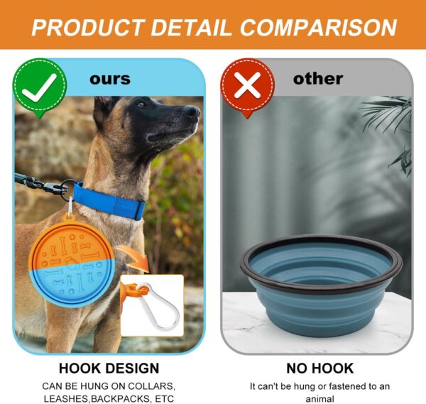 AIDOWU Portable Collapsible Travel Dog Bowl with Anti-Slip Suction Cups,Silicone Travel Water Bowls with Carabiner Dog Feeding Watering Bowls for Outdoor Traveling,Rim No Fall Off or Crack - Image 3