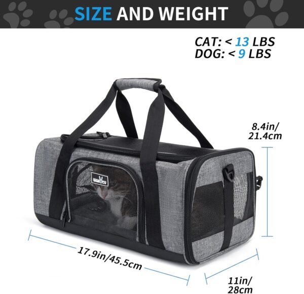 Wakytu Pet Carrier Bag, Airline Approved Pet Carrier for Small Cats Dogs, Foldable Cat Travel Carrier Bag, Soft-Sided Dog Carrier with Removable Pad and Shoulder Strap - Image 2