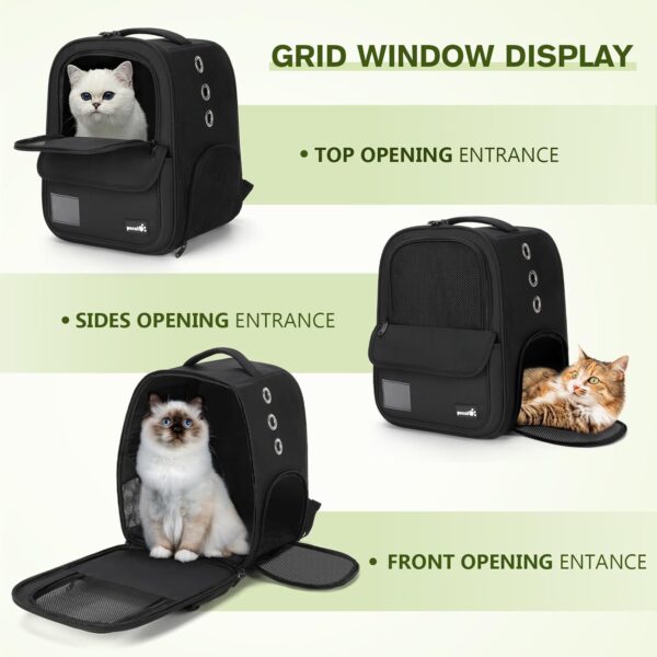 pecute Cat Carrier Backpack, Breathable Pet Carrier With Multi-entrance, Front Pack for Kitten, Puppy, Small Dogs, Pet Carrier bag for Travel, Hiking - Image 6