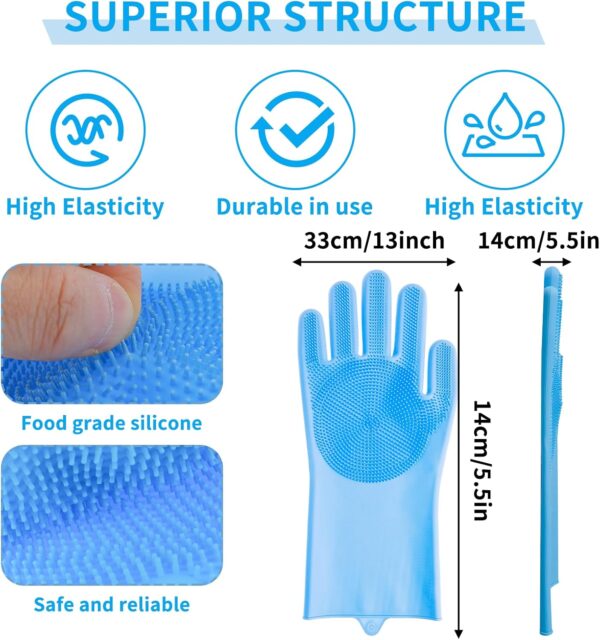 AOZUO Dog Cat Washing Mitts Pet Grooming Gloves Silicone Heat Resistant Bath Gloves Pet Bath Gloves for Massaging, Scrubbing and Hair Removal - Image 2