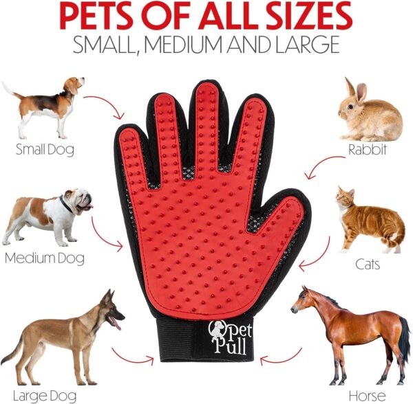 PET PULL Pet Grooming Glove for Dogs & Cats - Massage & Deshedding Brush with 259 Silicone Tips - Pair of Efficient Pet Hair Remover Mitts for Long & Short Fur - Adjustable One Size Fits All - Image 4