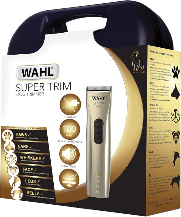 Wahl Dog Clippers, Super Trim Premium Dog Grooming Kit, Trim and Tidy Up Smaller Areas, Low Noise Cordless Pet Trimmers, Easy Clean Animal Trimmer, Groom Pets at Home, Clear - Image 6