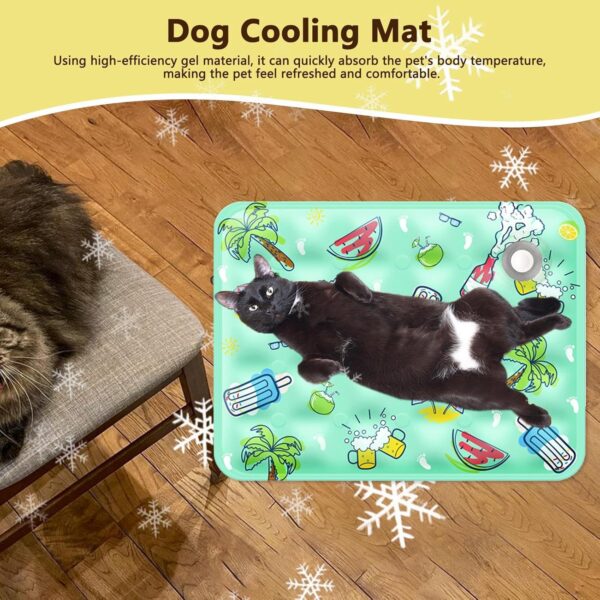 Qyljeiwred Cooling Mat for Cats, Pet Cool Pad, Summer Cooling Mat and Sleeping Pad, Water Absorption Top, Washable Portable Cooling Bed for Pets - Image 2