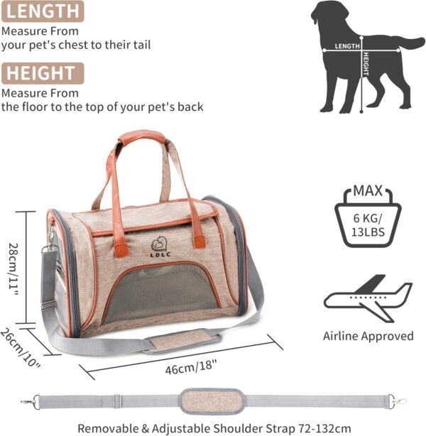 Pet Carrier,Cat Carrier Airline Approved Dog Carrier with Luxury Fleece Bedding, Portable Soft Sided travel carrier for Small Medium Cats&Dogs. - Image 2